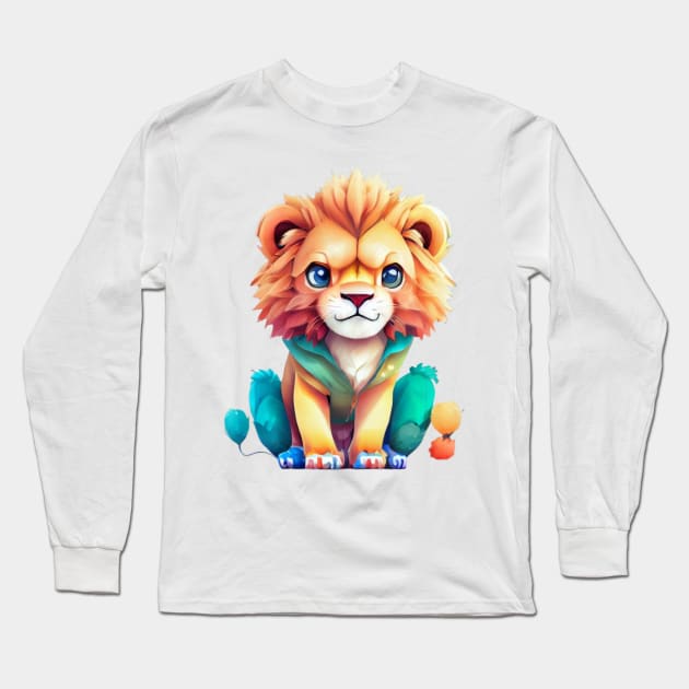 colorful cute lion Long Sleeve T-Shirt by A&A